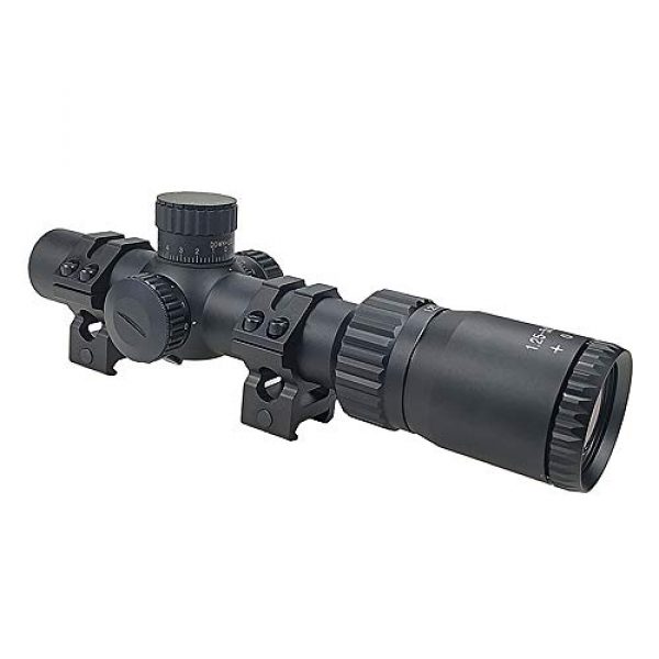 Persei Rifle Scope 5 Persei 1.25-5x20 Rifle Scope with Red Illuminated Glass Reticle 30mm Tube and Medium Profile Scope Rings