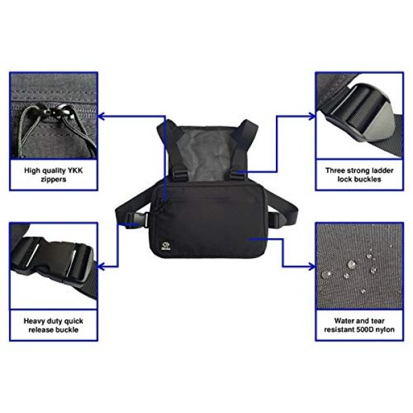 Blenka Tactical Backpack 3 Blenka Lightweight Chest Pack | Front Bag design great for Hiking, Running, Cycling, Climbing, Travelling and Tactical
