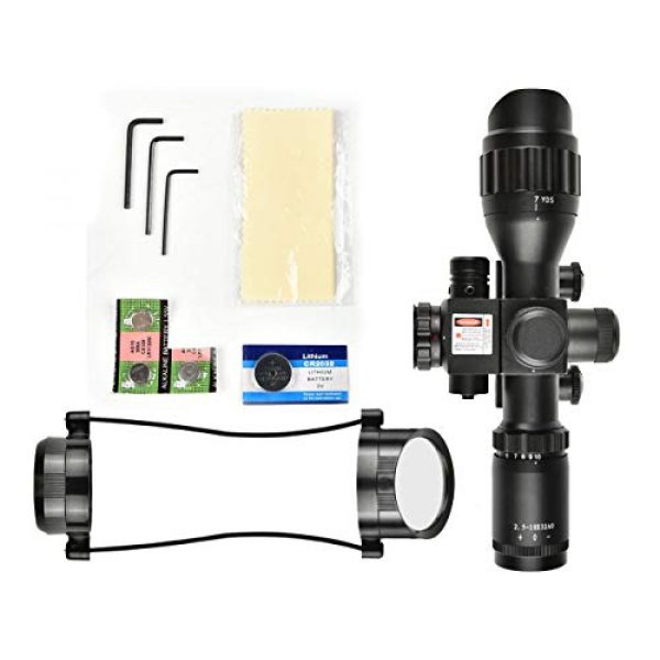 MidTen Rifle Scope 7 MidTen Rifle Scope 2.5-10X Dual Illuminated Mil-dot Gun Scopes with Red Laser & 20mm Mounts