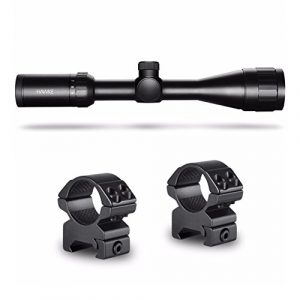 Hawke Rifle Scope 2 HAWKE Vantage 3-9X40AO Mil Dot IR Riflescope, Black 14225 and Hawke 2-Pc Medium Weaver Rings Kit