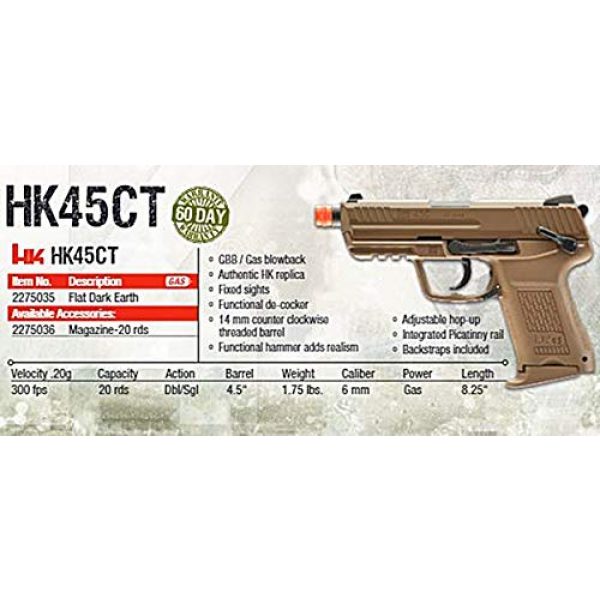 Elite Force Airsoft Pistol 5 Elite Force HK Heckler & Koch HK45 GBB Blowback 6mm BB Pistol Airsoft Gun, FDE