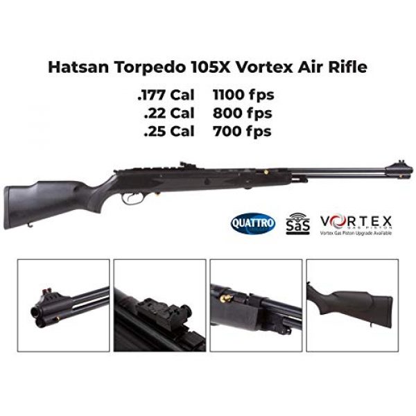 Wearable4U Air Rifle 4 Hatsan Torpedo 105X Vortex Air Rifle with Wearable4U 100x Paper Targets and Lead Pellets Bundle
