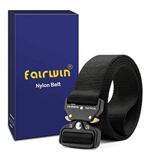 Fairwin Tactical Belt 2 Fairwin Tactical Belt, Military Style Webbing Riggers Web Belt Heavy-Duty Quick-Release Metal Buckle Belt for Men