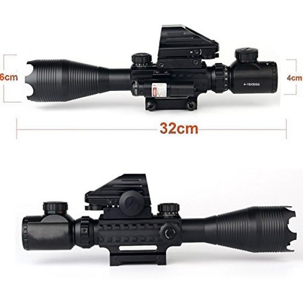 XOPin Rifle Scope 5 Rifle Scope Hunting Combo 4-16x50EG Dual Illuminated with Laser sight 4 Holographic Reticle Red/Green Dot for Weaver/Rail Mount