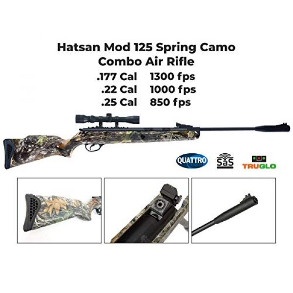Wearable4U Air Rifle 4 Hatsan Mod 125 Spring Camo Combo Air Rifle with Wearable4U Paper Targets and Lead Pellets Bundle