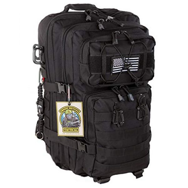 Monkey Mountain Tactical Morale Patch 2 Monkey Mountain Tactical - VA Registered Disabled Veteran Owned Small Business - 40L MOLLE Large 3-Day Military Survival Bug Out Bag Rucksack Assault Pack (Black & White 2 PAK MORALE FLAG PATCH)