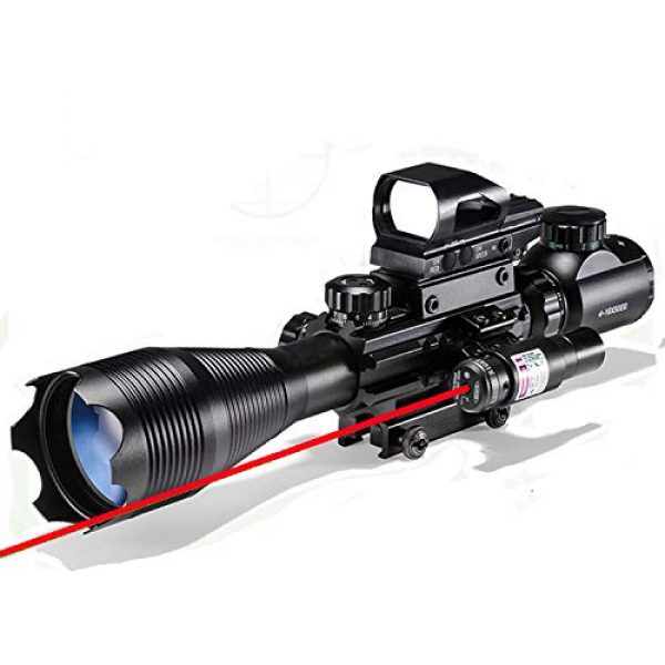 XopingABC Rifle Scope 1 Rifle Scope Combo C4-16x50EG Dual Illuminated with Laser sight 4 Holographic Reticle Red/Green Dot for Weaver/Rail Mount
