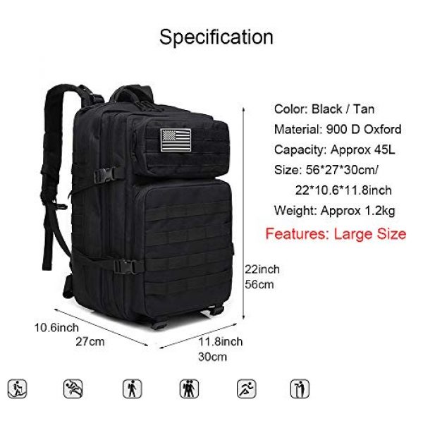 Suoki Tactical Backpack 2 Suoki 45L Molle Rucksack Outdoor Bug Out Bag Hiking Camping Backpack for Men Women