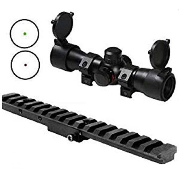 GOTICAL Rifle Scope 1 GOTICAL Combo of 1X25 RED and Green Adjustable 5 MOA DOT Sight Scope with Weaver Picatinny Rings & 16 Slot Picatinny Rail Scope Mount