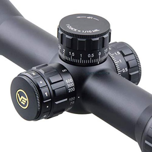 Vector Optics Rifle Scope 3 Vector Optics 5-25x56mm Second Focal Plane (SFP) Genii 1/10 MIL Tactical Riflescope with Red Illuminated Reticle, 30mm Mount Rings, Lens Cover, 3 Inch Sunshade (Matte Black)