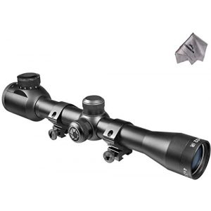BARSKA Rifle Scope 1 BARSKA AC10037 4x32 IR Plinker-22 Scope with Rings and Chanasya Polish Cloth,Black,Small