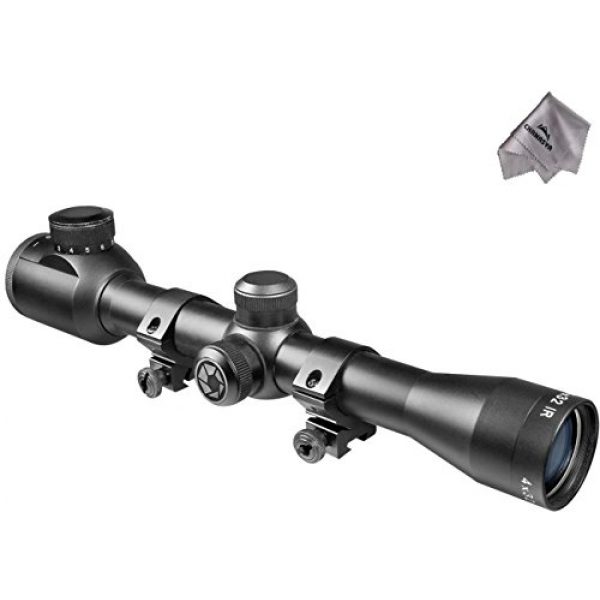 BARSKA Rifle Scope 1 BARSKA AC10037 4x32 IR Plinker-22 Scope with Rings and Chanasya Polish Cloth,Black,Small