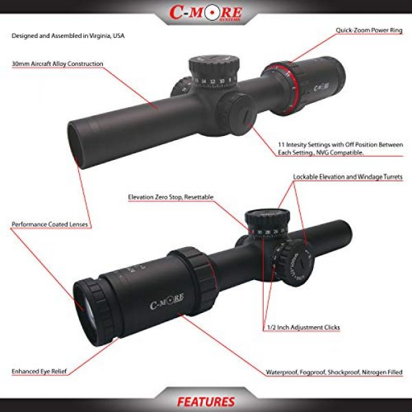 C-MORE Systems Rifle Scope 2 C-MORE Systems C3 1-6x 24 Competition Rifle Scope TJ1I Reticle, Black