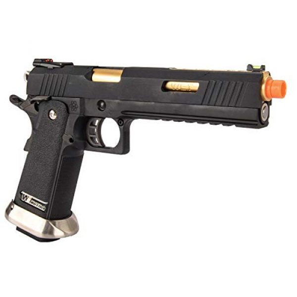 Lancer Tactical Airsoft Pistol 4 Lancer Tactical WE-Tech Hi-Capa 6" IREX Competition Full Auto Gas Blowback Airsoft Pistol Black Gold Barrel