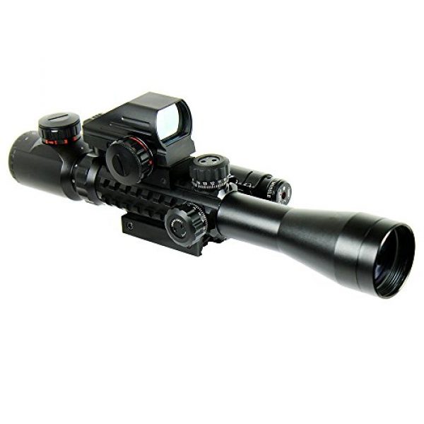 Higoo Rifle Scope 6 Higoo 3-9X40 Tactical Rifle Scope Tri-Picatinny Rail Green/Red 5 Level Illumination Mil-dot Riflescope with Holographic 4 Reticle Reflex Sight & Red Laser