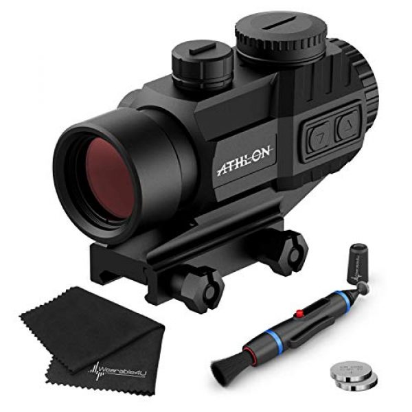 Wearable4U Rifle Scope 1 Wearable4U Athlon Optics Midas TSP3 Prism Scope, Capped Turrets, Red/Green Reticle with Included Extra Battery CR2032 Lens Cleaning Pen and Lens Cleaning Cloth Bundle