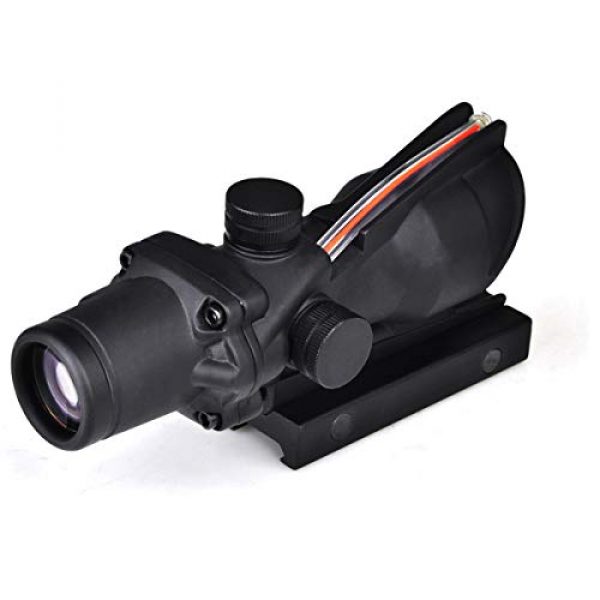 DCJWCUAK Rifle Scope 4 DCJWCUAK ACOG Chevron Reticle Red Fiber 4x32 Magnification Rifle Scope