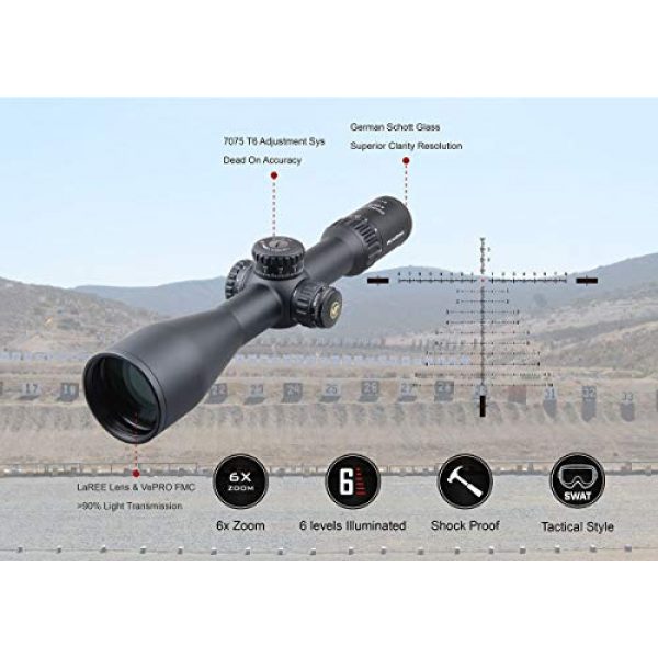 Vector Optics Rifle Scope 4 Vector Optics Continental Riflescopes 4-24x56 First Focal Plane Tactical MIL Reticle Zero-Stop & Turret Lock 34mm Monotube Illumiated Rifle Scope FFP