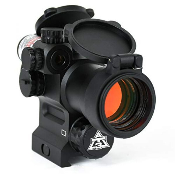 AT3 Tactical Rifle Scope 5 AT3 LEOS Red Dot Sight with Integrated Green Laser Sight - 2 MOA Red Dot Scope with Flip Up Lens Caps