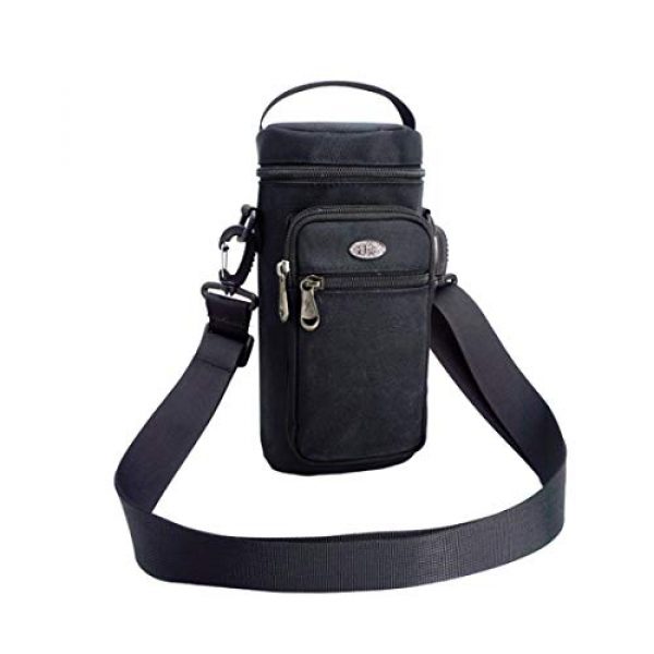 Ayans Water Bottle Carrier 1 Water Bottle Pouch (1500ml),Nylon Water Bottle Carrier Bag with Adjustable Shoulder Strap,Insulated Water Bottle Cover for Stainless Steel/Glass/Plastic Bottles (Black)