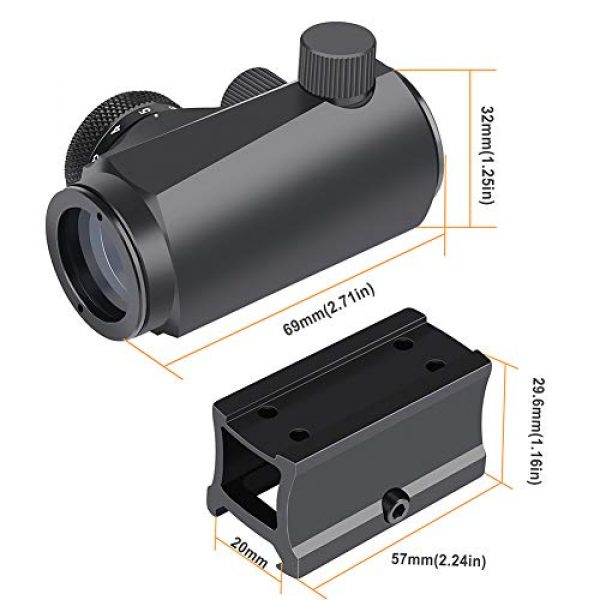 OTW Rifle Scope 5 OTW Red Dot Sight,1x20mm 4 MOA Red Green Dot Sight Micro Rifle Scope