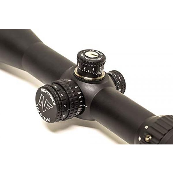 NightForce Rifle Scope 2 Nightforce Optics 4-14x56 SHV Riflescope, Matte Black Finish with Non-Illuminated MOAR Reticle, .250 MOA, Capped, 30mm Tube Diameter
