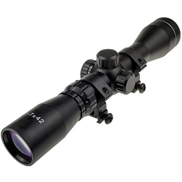 Persei Rifle Scope 1 Persei 2-7x42 Long Eye Relief Scope Red Green llluminate Mil-dot/Rangefinder Reticle 30mm Tube Diameter Fits Mosin Nagant 1891/30 M39 with Mount Rings
