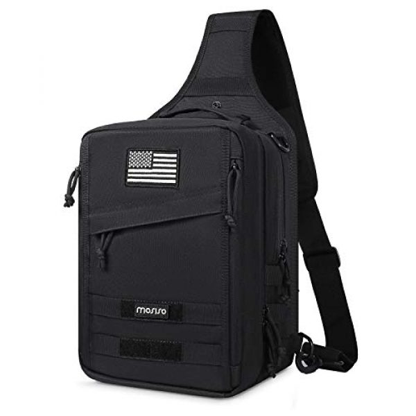 MOSISO Tactical Backpack 1 MOSISO Tactical Backpack, 2 Layer Chest Slingbag 600D Polyester Military Army Assault Molle Rucksack Shoulder Bag for Outdoor Sports Hiking Hunting Fishing Camping Training, Black