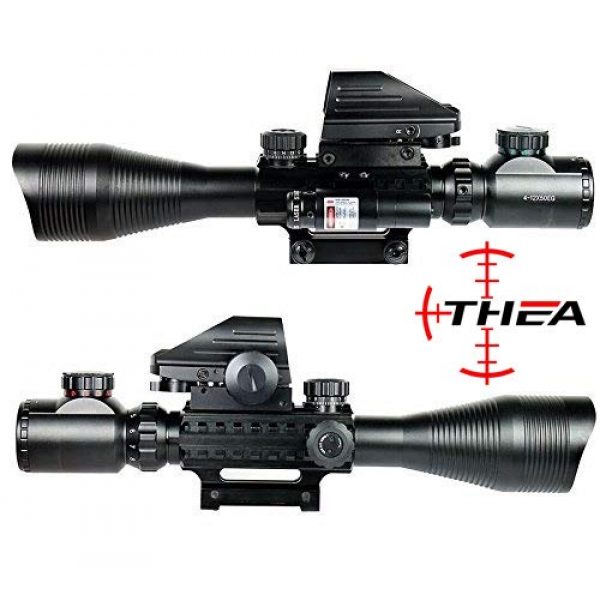 THEA Rifle Scope 4 THEA C4-12X50 Scope Dual Illuminated Reticle w/Red/Green Laser Sight and 4 Tactical Holographic Dot Reflex Sight (12 Month Warranty)