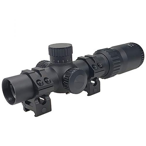 Persei Rifle Scope 6 Persei 1.25-5x20 Rifle Scope with Red Illuminated Glass Reticle 30mm Tube and Medium Profile Scope Rings