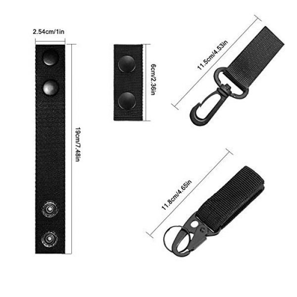 Sonku Tactical Belt 2 Sonku 6 Pcs Belt Keeper Double Snaps, Duty Belt Keeper for 2-2.25" Security Tactical Belt with 2 Pcs Webbing Key Ring and 1 Pcs Tactical Gear Belt Clip for Outdoor Sports Belt Fixing