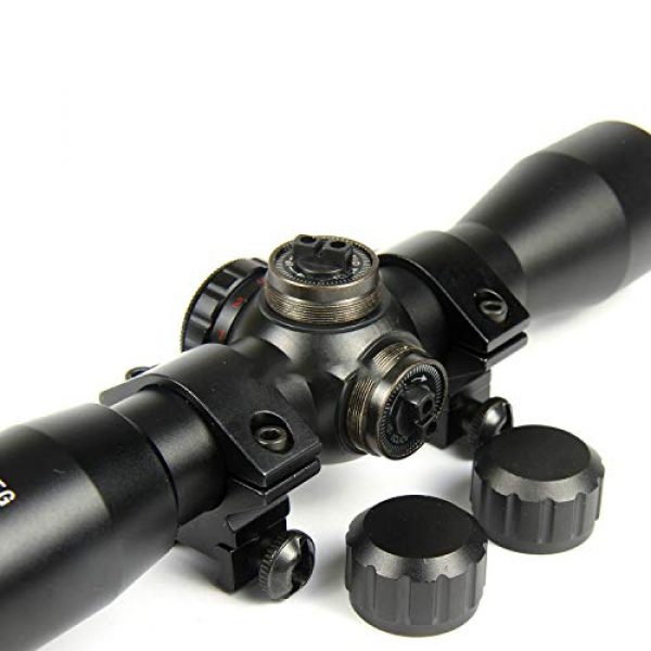 DB TAC INC Rifle Scope 5 DB TAC 4x32 Crossbow Etched Glass Reticle Circles and Rangefinder, Only Circles Red or Green Illuminated, 1" Tube and Mid-Height Weaver Ring Mount