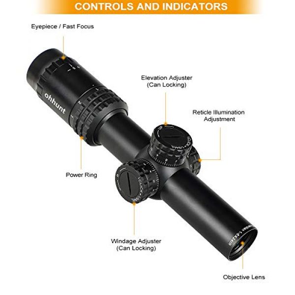 ohhunt Rifle Scope 2 ohhunt Guardian 1-5X24 Compact Hunting Rifle Scopes Second Focal Plane Illumination Reticle Optics,Scope Mount Rings