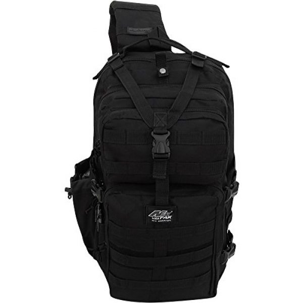 NPUSA Tactical Backpack 3 Mens Multicam Molle 2L Hydration Ready Sling Bag with Keychain Compass or Key Ring Carabiner+ 2 Zipper Pulls
