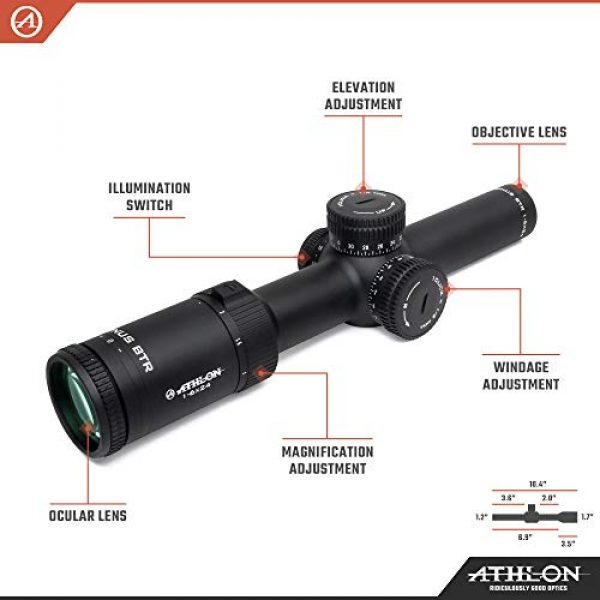 Athlon Optics Rifle Scope 2 Athlon Optics , Cronus BTR, Riflescope, 1-6x24, Direct Dial, Side Focus, 24mm, ATSR2 SFP IR MOA Reticle,