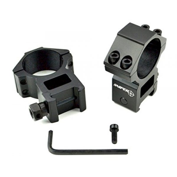 Sniper Rifle Scope Ring 2 Sniper 30 mm High Profile Scope Rings for Picatinny/ Weaver Rail, 4 points contact more Security