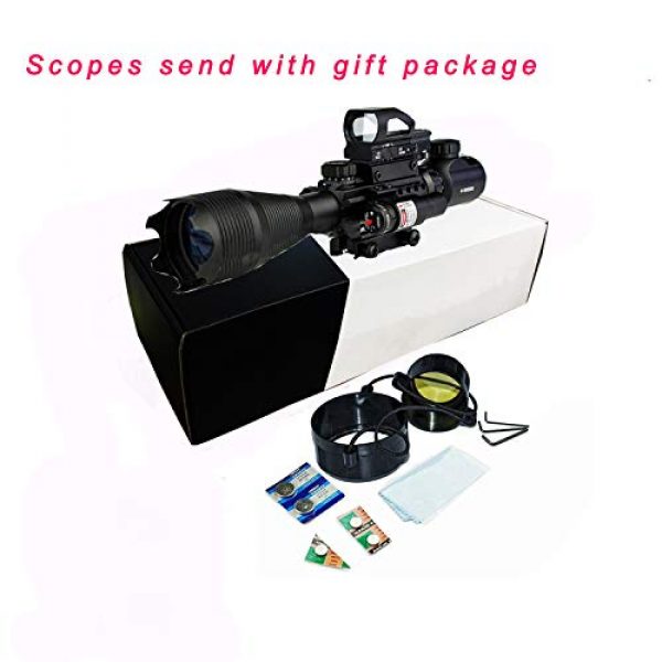 XopingABC Rifle Scope 7 Rifle Scope Combo C4-16x50EG Dual Illuminated with Laser sight 4 Holographic Reticle Red/Green Dot for Weaver/Rail Mount