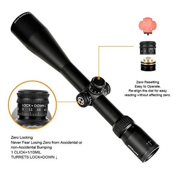 ohhunt Rifle Scope 4 ohhunt Guardian 6-24X50 SF Rifle Scope Side Parallax 1/2 Half Mill Dot Glass Etching Reticle Tube Diameter 30mm Turret Lock Reset Scope with 20mm Picatinny Rail Ring