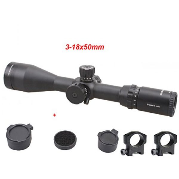 Vector Optics Rifle Scope 3 Vector Optics Everest 3-18x50mm Gen II 1/4 MOA Tactical Riflescope with Long Eye Rilief, Free 30mm Mount Rings, Free Honeycomb Sunshade and Free Flip-up Lens Cover (Matte Black)
