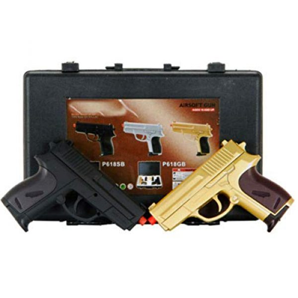 MilSim Airsoft Pistol 2 Twin Spring Dual Airsoft Pistol Combo Pack Set Hand Gun w/Case 6mm BB BBS