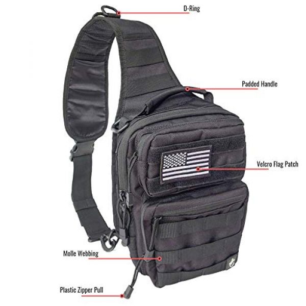Gecko Equipments Tactical Backpack 2 Gecko Tactical Sling Backpack, Small Military Bag, Free American Flag Patch & Bottle Opener. Molle shooting range shoulder bag.