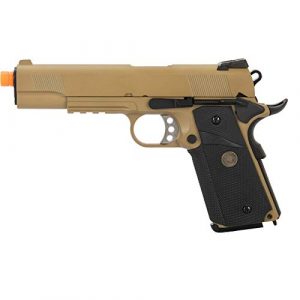 Lancer Tactical Airsoft Pistol 1 Lancer Tactical WE 1911 Full Metal MEU Airsoft Gas Blowback Pistol with Picatinny Rail TAN 350 FPS