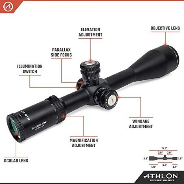 Wearable4U Rifle Scope 5 Athlon Optics Helos BTR 8-34x56, Direct Dial, Side Focus, 30mm, First Focal Plane Riflescope with Included Extra Battery CR2032 and Wearable4U Lens Cleaning Pen and Lens Cleaning Cloth Bundle