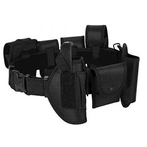 HAITRAL Tactical Belt 1 HAITRAL 10 in 1 Tactical Duty Belt, Modular Equipment System Security Military Tactical Duty Utility Belt, Black Belt for Law Enforcement Guard Security Hunting