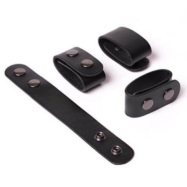 POYOLEE Tactical Belt 2 POYOLEE Duty Belt Keeper with Double Snaps, Fit 2 inch Tactical Belt, 4-Pack, Durable Genuine Leather, Black