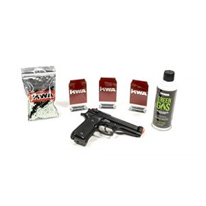 KWA Airsoft Pistol 1 KWA at-Home Self-Defense Training Kit M9 with 1000rd BBS Complete Kit (12-Pack of Targets)