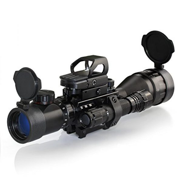 XOPin Rifle Scope 6 Hunting 4-16x50AO Rifle Scope Combo Dual Illuminated with Green Laser Sight 4 Holographic Reticle Red Dot for Rail Mount