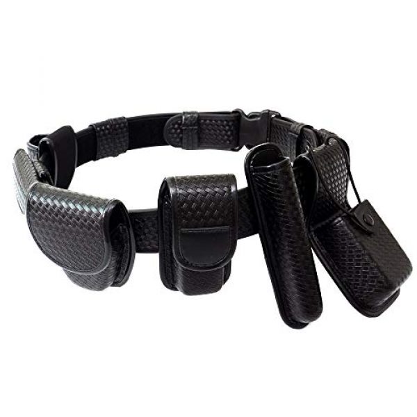 YunShao Tactical Belt 5 YunShao 8-in-1 Duty Utility Belt Rig, Police Duty Belt kit with Pouches - Handcuff Case, Radio Pouch, Glove Pouch, Light Holder, Baton Holder, MK3 Holder, Belt Keeper, Basketweave