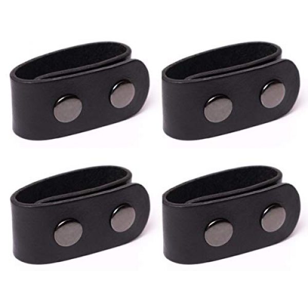 POYOLEE Tactical Belt 1 POYOLEE Duty Belt Keeper with Double Snaps, Fit 2 inch Tactical Belt, 4-Pack, Durable Genuine Leather, Black