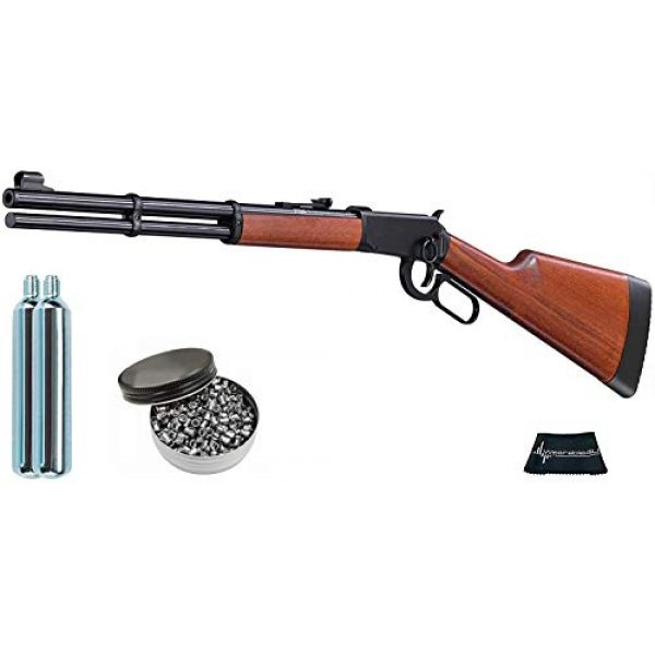 Walther Air Rifle 1 Walther Lever Action CO2 .177 Caliber Air Rifle with Included CO2 90 Gram (2 Pack) and Pack of 500 Pellets Bundle (Pellets Caliber/Weight .177/7.48 Grains) and Wearable4U Cloth